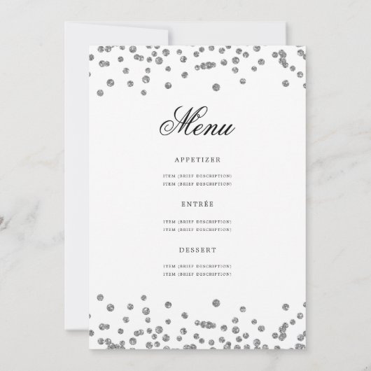 Elegant 70. Geburtstag Programm Menü Silver (Rückseite)