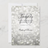 Elegant 70. Geburtstag Programm Silver Bokeh Menü (Vorderseite)