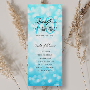 Elegant 70. Geburtstag Programm Turquoise Bokeh