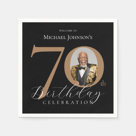 Elegant 70. Geburtstag Serviette (Vorderseite)