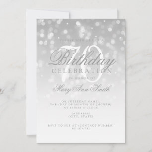 Elegant 70. Geburtstag Silver Bokeh Sparkle Lights Einladung