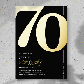 Elegant 70. Geburtstagsparty Foil Folieneinladung