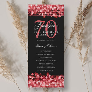 Elegant 70. Geburtstagsparty-Programm Ruby Red Einladung