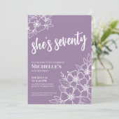 Elegant 70 Lila 70. Geburtstagsparty Einladung (Stehend Vorderseite)