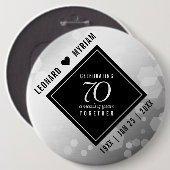 Elegant 70. Platinum Hochzeitstag Button (Vorne & Hinten)