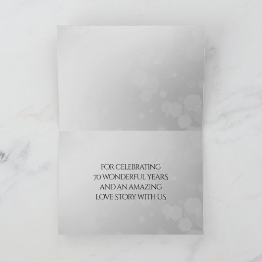Elegant 70. Platinum Hochzeitstag Dankeskarte (Innenseite)