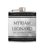 Elegant 70. Platinum Hochzeitstag Flachmann (Vorderseite)