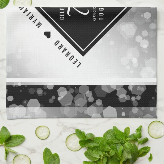 Elegant 70. Platinum Hochzeitstag Geschirrtuch (Gefaltet)