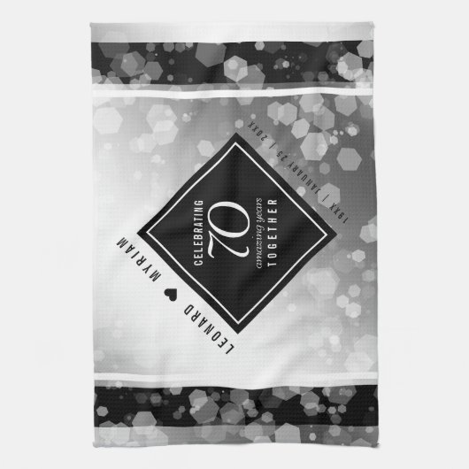 Elegant 70. Platinum Hochzeitstag Geschirrtuch (Vertikal)