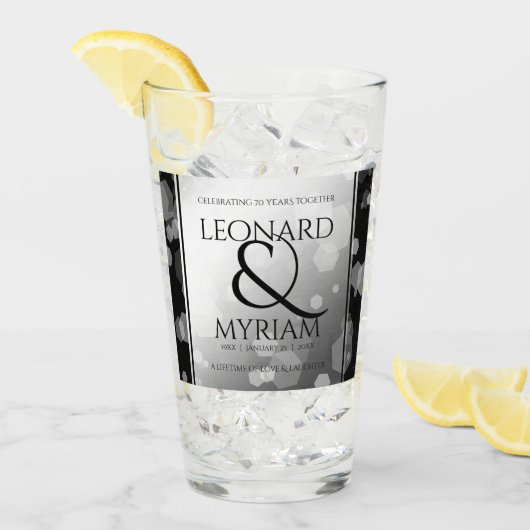 Elegant 70. Platinum Hochzeitstag Glas (Vorderseite Ice)