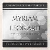 Elegant 70. Platinum Hochzeitstag Glasuntersetzer (Vorderseite)