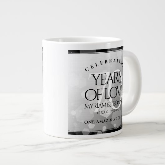 Elegant 70. Platinum Hochzeitstag Jumbo-Tasse (Vorderseite Rechts)