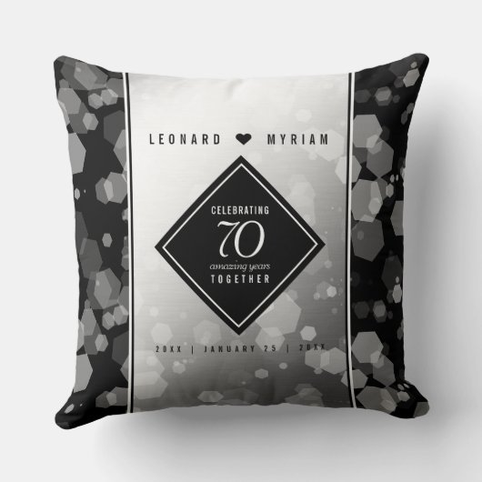 Elegant 70. Platinum Hochzeitstag Kissen (Rückseite)