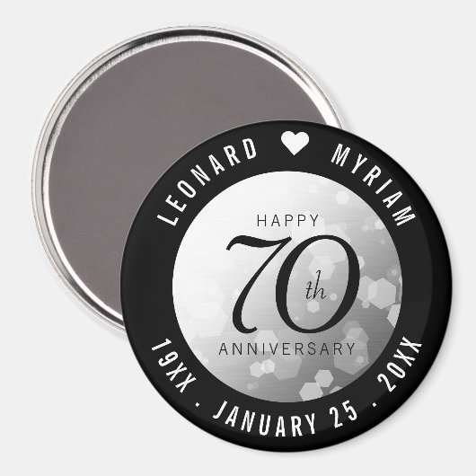 Elegant 70. Platinum Hochzeitstag Magnet (Vorderseite/Rückseite)
