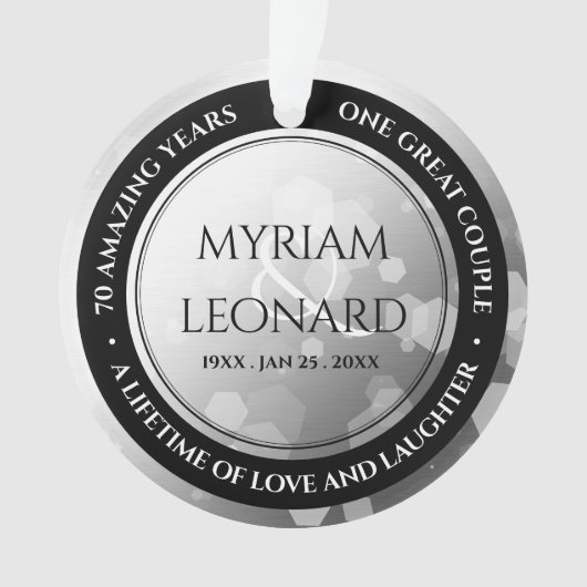 Elegant 70. Platinum Hochzeitstag Ornament (Vorderseite)