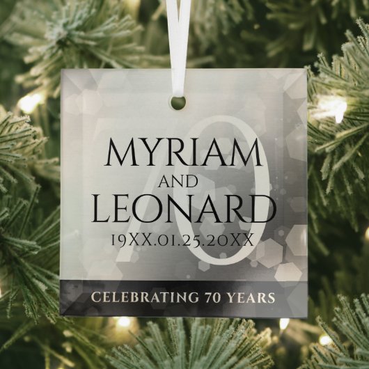 Elegant 70. Platinum Hochzeitstag Ornament Aus Glas (Insitu)