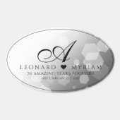 Elegant 70. Platinum Hochzeitstag Ovaler Aufkleber (Vorderseite)