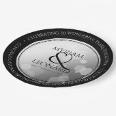 Elegant 70. Platinum Hochzeitstag Pappteller (Schrägansicht)