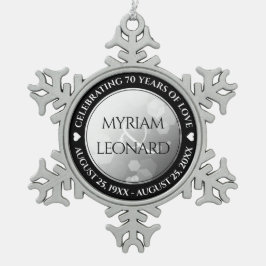 Elegant 70. Platinum Hochzeitstag Schneeflocken Zinn-Ornament
