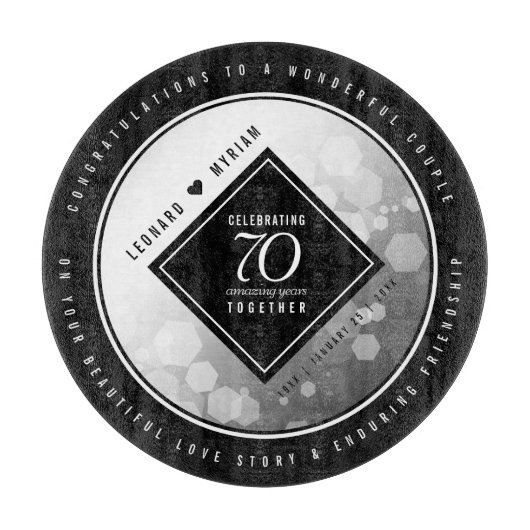 Elegant 70. Platinum Hochzeitstag Schneidebrett (Vorderseite)