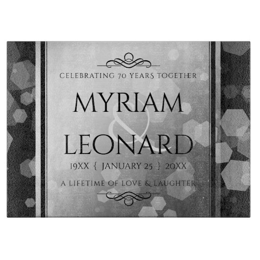 Elegant 70. Platinum Hochzeitstag Schneidebrett (Vorderseite)