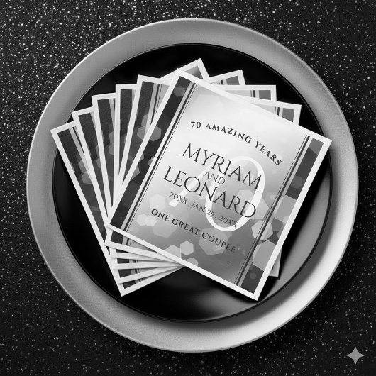 Elegant 70. Platinum Hochzeitstag Serviette