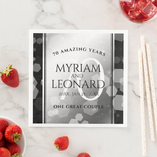 Elegant 70. Platinum Hochzeitstag Serviette (Beispiel)