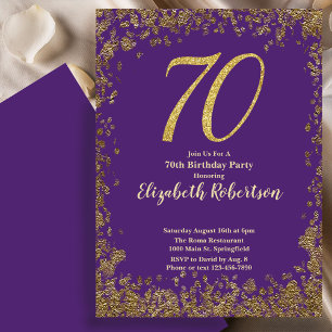 Elegant 70. Purpl Geburtstag Einladung Gold Sequin
