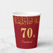 Elegant 70 & sensationeller Geburtstag auf Burgund Pappbecher (Rückseite)
