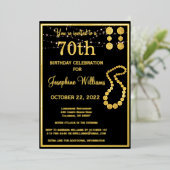 Elegant 70 Siebzig Geburtstag Black REAL Gold Folieneinladung (Stehend vorne)