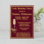 Elegant 70 Siebzig Geburtstag Red REAL Gold Folieneinladung (Stehend vorne)