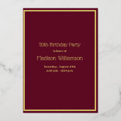 Elegant 70 Siebzig Geburtstag Red REAL Gold Folieneinladung (Rückseite)