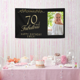 Elegant 70 und fabelhaftes Geburtstags-Foto Black Banner