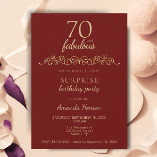 Elegant 70 und fabelhaftes Ornament 70. Geburtstag Einladung