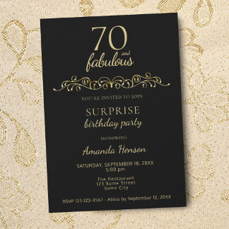 Elegant 70 und fabelhaftes Ornament 70. Geburtstag Einladung