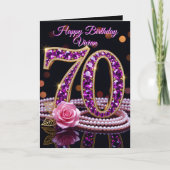 Elegant 70th Birthday Gold Purple Amethyst Rose Karte (Vorderseite)