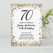 Elegant 70th Birthday Invitation For Her in Gold Einladung (Stehend Vorderseite)