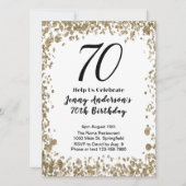 Elegant 70th Birthday Invitation For Her in Gold Einladung (Vorderseite)