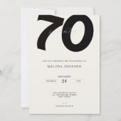Elegant 70th Birthday Invitation - Minimal Style Einladung (Vorderseite)
