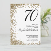 Elegant 70th Birthday Invitation With Gold Sequins Einladung (Stehend Vorderseite)