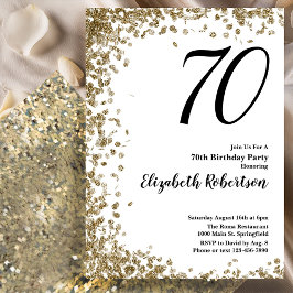 Elegant 70th Birthday Invitation With Gold Sequins Einladung