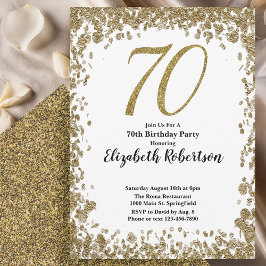 Elegant 70th Birthday Invitation With Gold Sequins Einladung