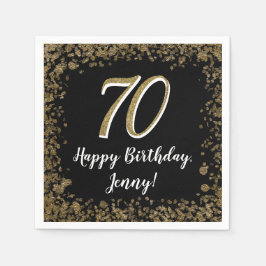 Elegant 70th Birthday Napkins Gold and Black Serviette