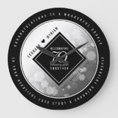 Elegant 70th Platinum Wedding Anniversary Große Wanduhr (Vorderseite)