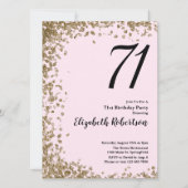Elegant 71. Geburtstag Einladung Pink Gold Sequins (Vorderseite)