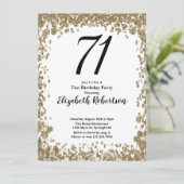 Elegant 71st Birthday Invitation With Gold Sequins Einladung (Stehend Vorderseite)