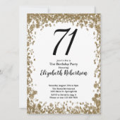 Elegant 71st Birthday Invitation With Gold Sequins Einladung (Vorderseite)