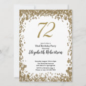 Elegant 72nd Birthday Invitation With Gold Sequins Einladung (Vorderseite)