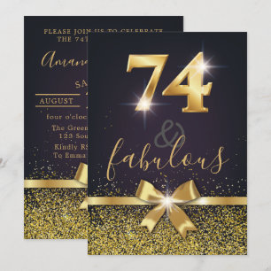 Elegant 74 & Fabulous Gold Glitzer 74. Geburtstag Einladung