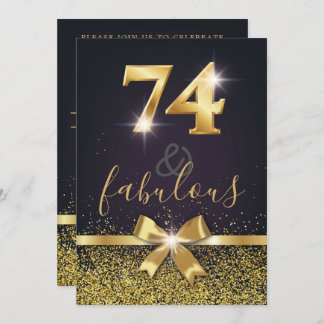 Elegant 74 & Fabulous Gold Glitzer 74. Geburtstag Einladung